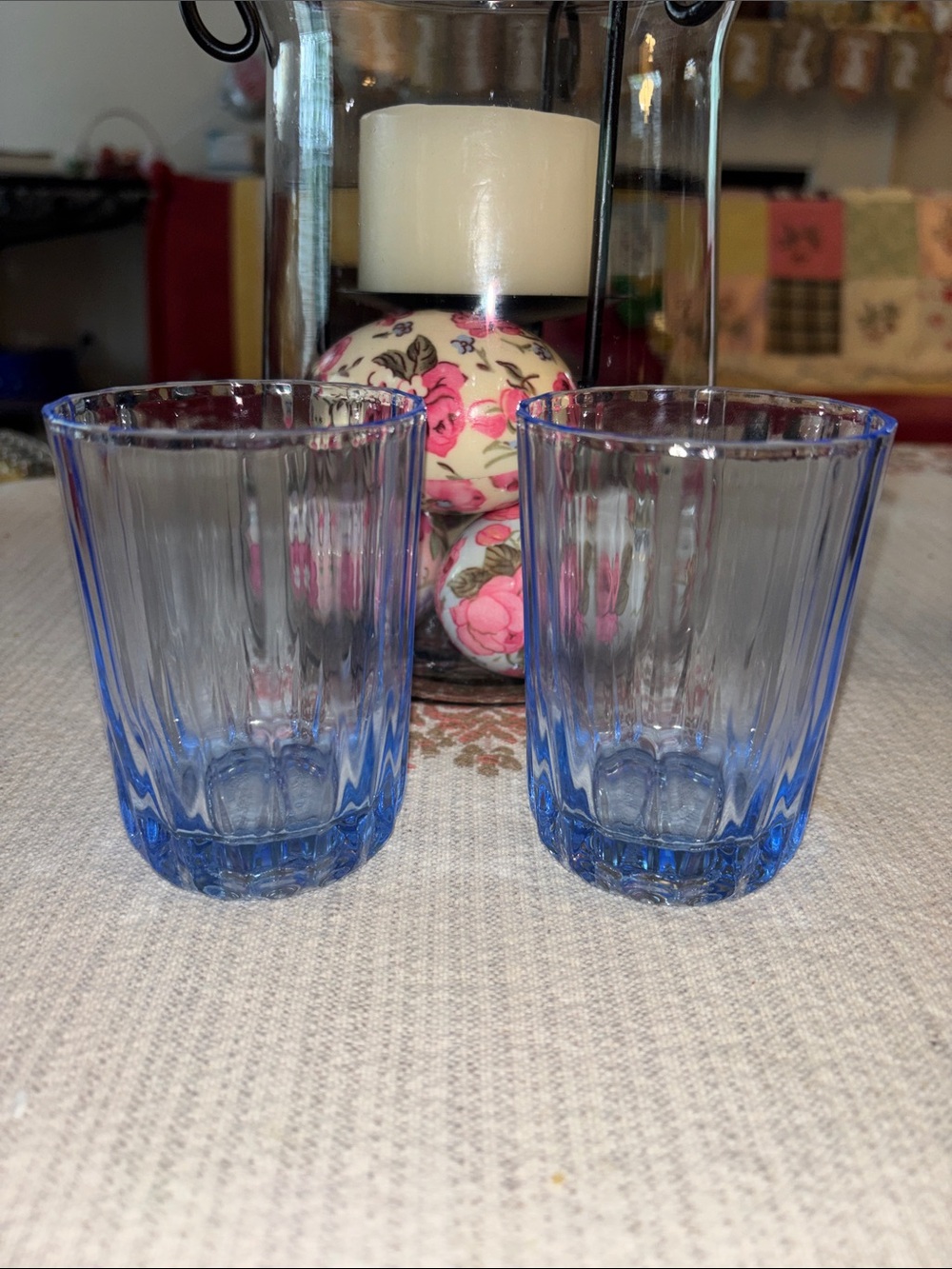 Vintage Pasabahce Blue Ribbed Juice/whiskey Glasses!